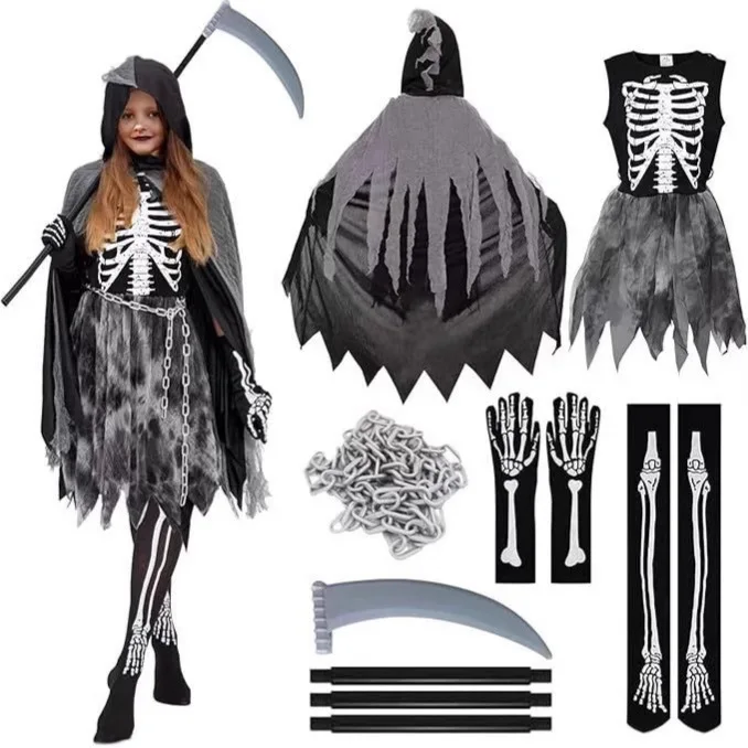 New Halloween Cosplay Costume Sickle Mysterious Horror Children Death God Clothing Fun Women Dress Comic Con Carnival Party