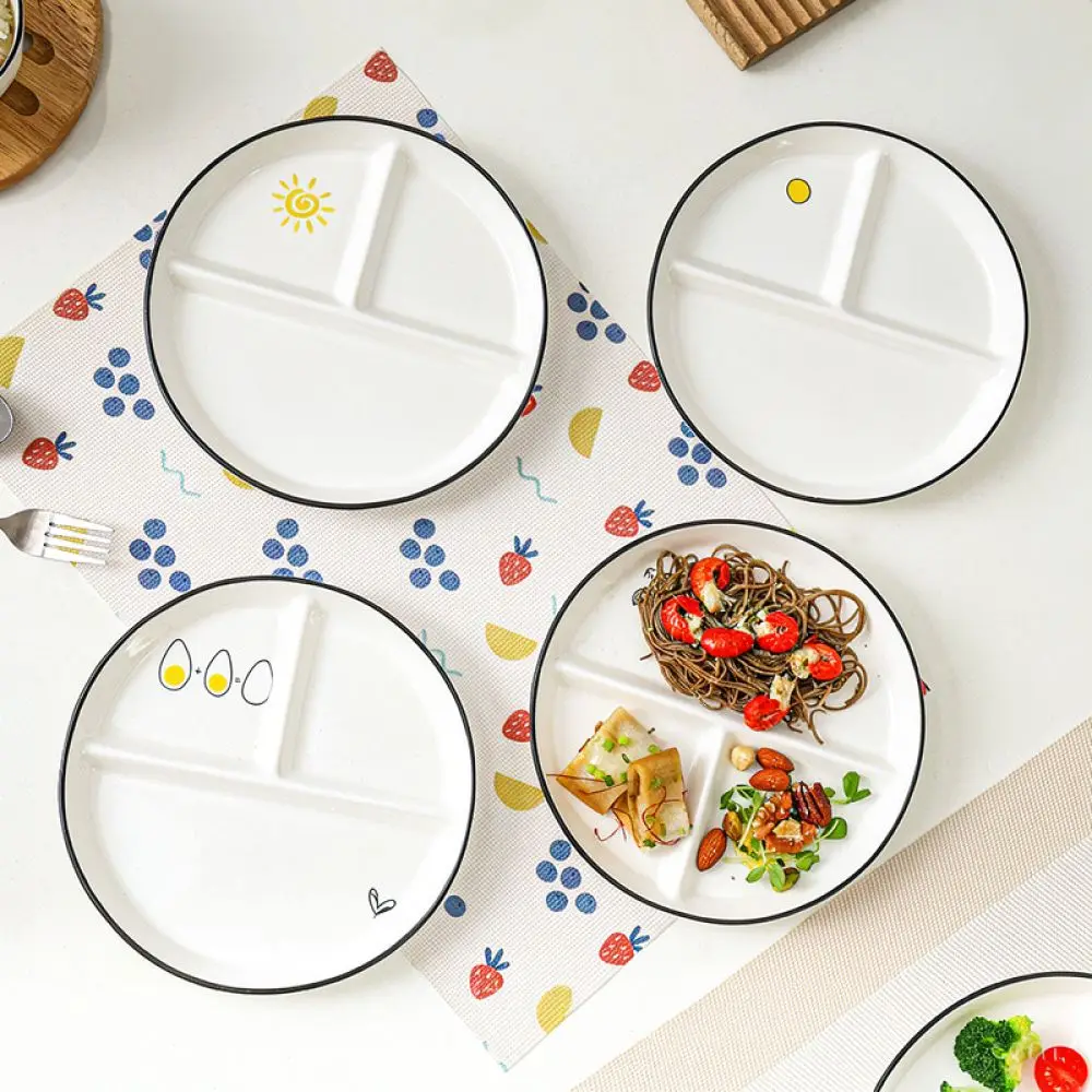 Minimalist Ceramic Divided Tray Dinnerware Portion Control Tool For Balanced Diet Kitchen Tableware Sectioned Serving Dish