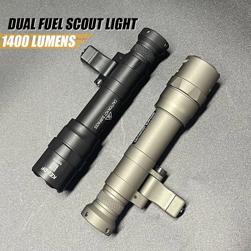 Rifle Flashlight M640DF Dual Fuel Scout Light 1400 Lumens LED Lighting Offset side Mount with Remote Pressure for Hunting