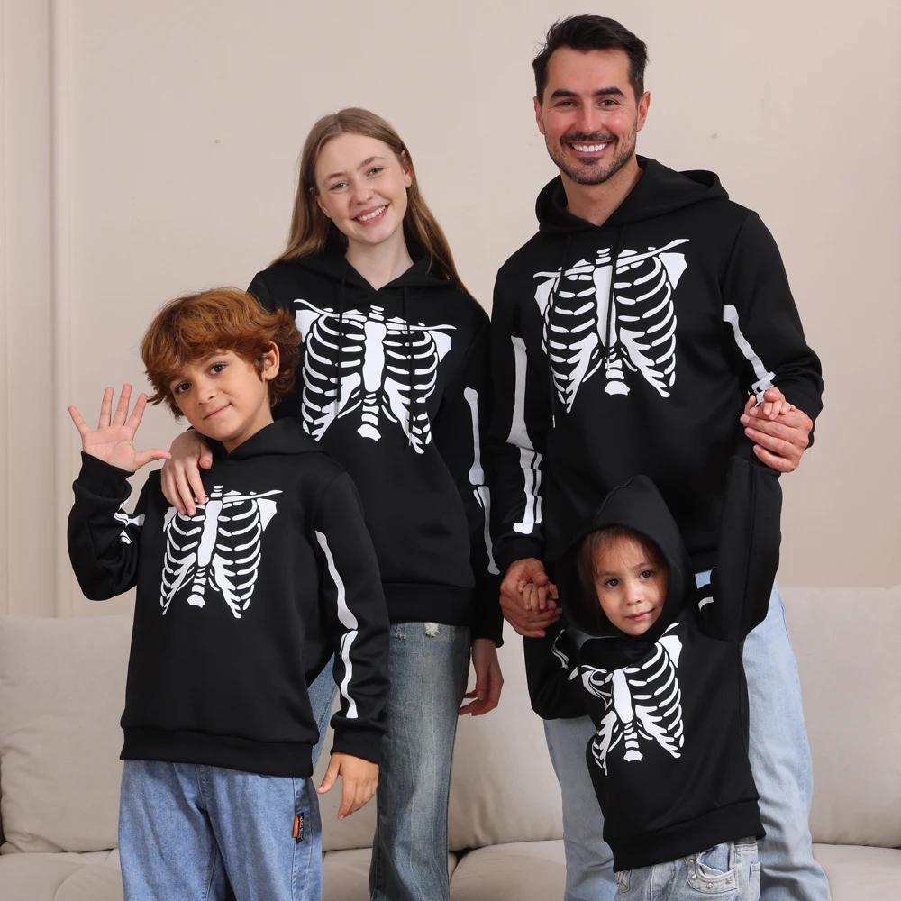 2024 New Halloween Family Matching Outfits Tops Fashion Pattern Print Parent Child Sweatshirt Set Mother Kids Holiday Clothes