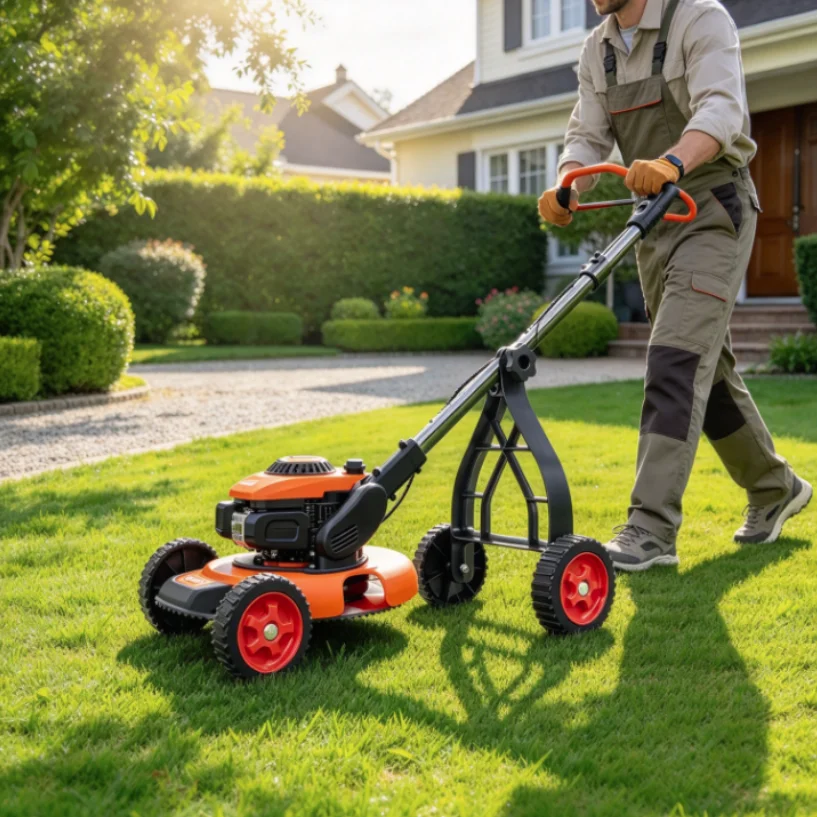 Garden Lawn Trimmer Support Wheels Lawn Mower Stand Tool Accessories, Adjustable Weed Trimmer Auxiliary Wheels Brush Cutter Part