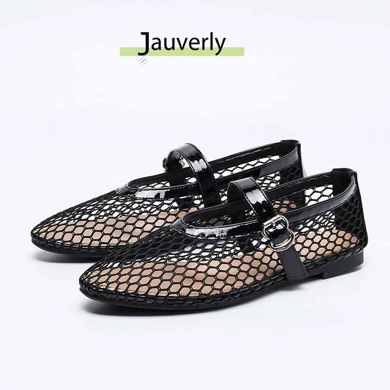 

2025 сетчатые увеличенные 4 см полые туфли Мэри Джейн, женские сандалии на плоской подошве с мягкой подошвой, модельерские модельные туфли в сетку