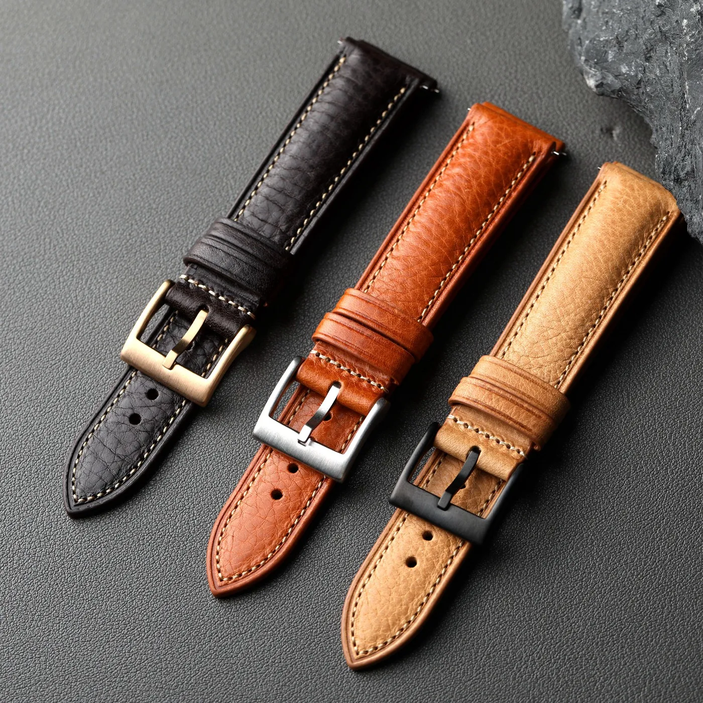 Handgefertigtes italienisches MBOX-Armband aus hochwertigem Rindsleder, 18 19 20 22MM Schnellverschluss-Uhrenarmband, kompatibel mit Smartwatch-Armbändern. – Detail 1