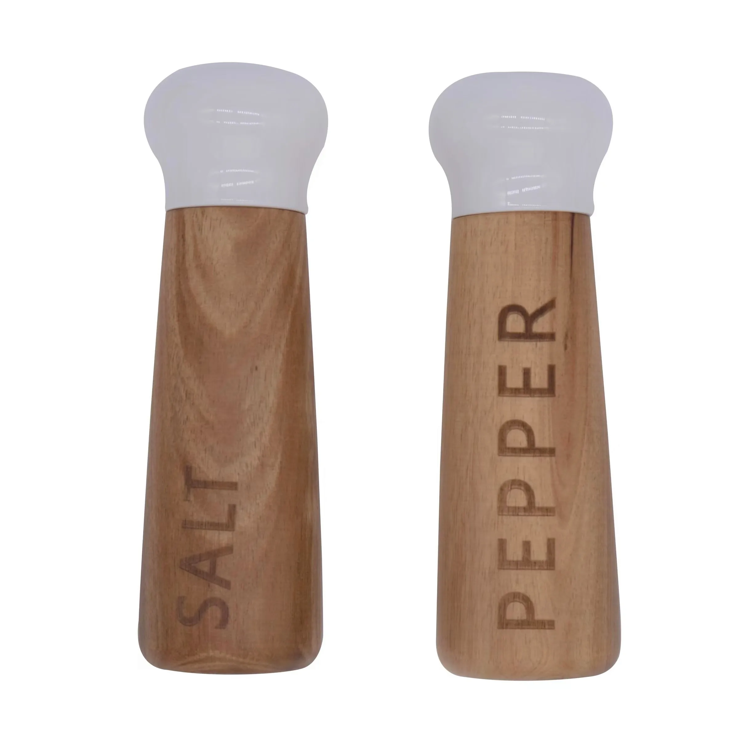 

Wooden Salt and Pepper Grinder Set, Premium Acacia Wood, 8" Elegant Refillable Salt Pepper Mill, Salt & Pepper Shakers（White）