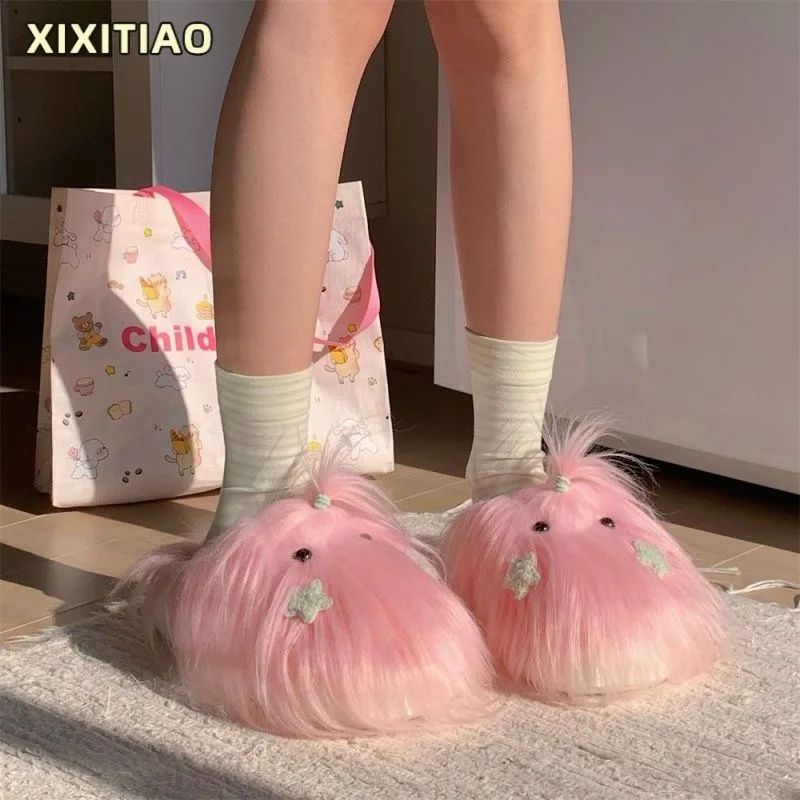 

Xishi Dog Long Hair Dog Casual Cotton Slippers Home Personalized Women's Winter Anti slip Girls' Woolen Shoes