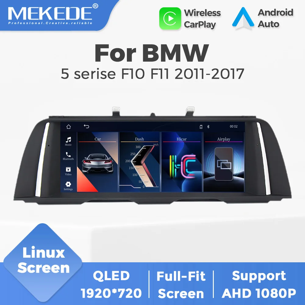 MEKEDE 10,25 Zoll Linux-System QLED-Touchscreen für BMW 5er F10 F11 2011-2017 CIC NBT Autoradio Multimedia-Player Wireless Carplay Android Auto Head Unit