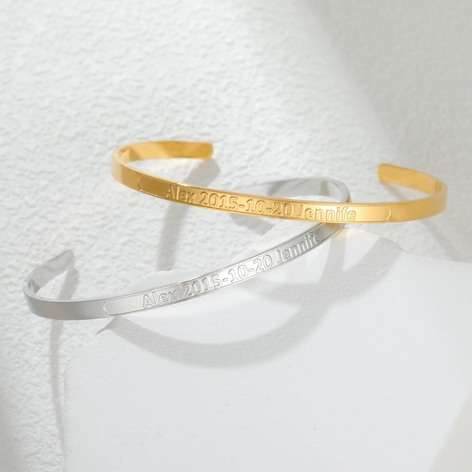 

Sipuris 4MM Personalized Corrosion Bracelet Custom Engraved Name Text Stainless Steel Corrosion Bangle Jewelry Weddings Gifts