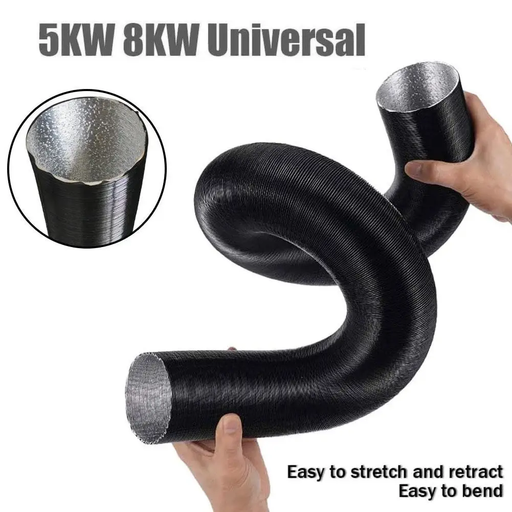 Tubo de duto para aquecedor diesel, 75mm, mangueira de ventilação de ar extensível, folha de alumínio isolada, flexível, tubo de saída de ar quente para 5kw/8kw