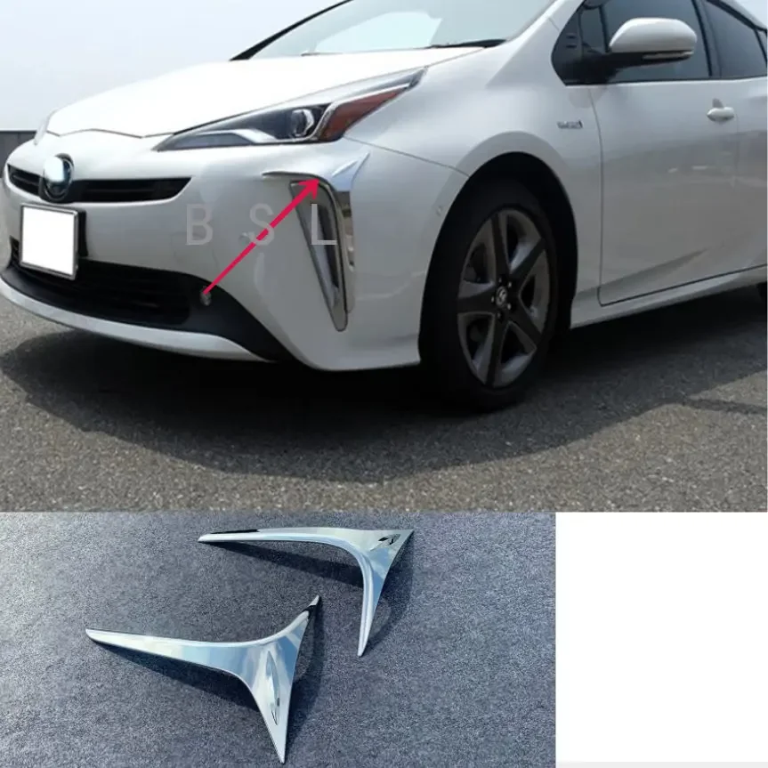 For Toyota Prius 50series 2019 2020  ABS Chrome Front Fog Light Lamp Eyelid Cover Trim FogLight Eyebrow Cover Trim Garnish