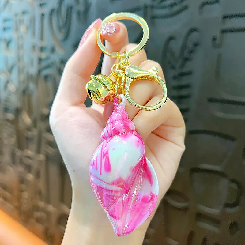 New Colorful Acrylic Shell Conch Keyring Key Chain Beach Pendant Bag Accessories For Women Girls Gifts