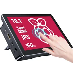 Arka konut ile UPERFECT ahududu Pi 10.1 inç dokunmatik ekran soğutma fanı tip-c 1280x800 HD IPS LCD monitör Ras 4 için