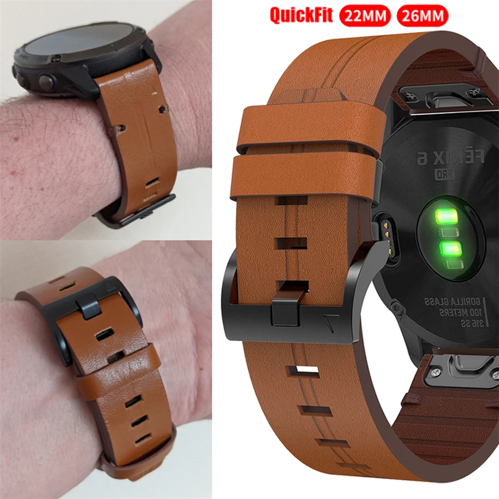 جلد طبيعي 22 مللي متر 26 مللي متر QuickFit العصابات ل Garmin Fenix 7 7X E 8 6X 6 Pro 5 5X Quatix 8 47 مللي متر 51 مللي متر/Enduro2 3/Epix pro حزام الساعات
