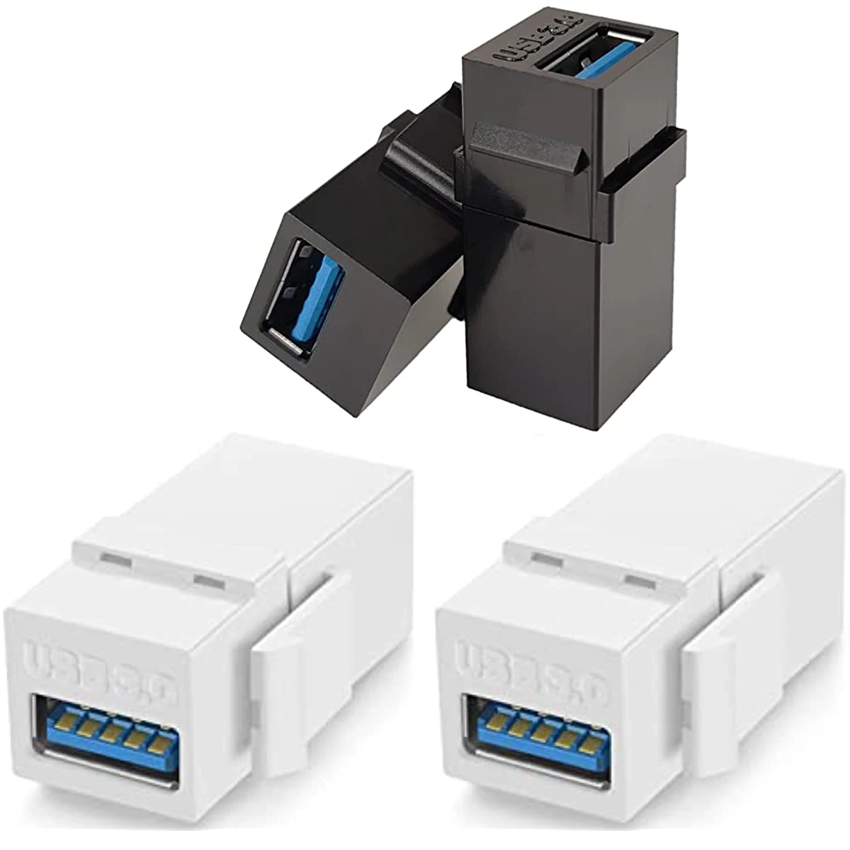 Nku USB 3.0 Adapters Type-A Female To Female Connector Coupler Insert Snap-in Socket Adapter Port for Wall Plate Outlet Panel