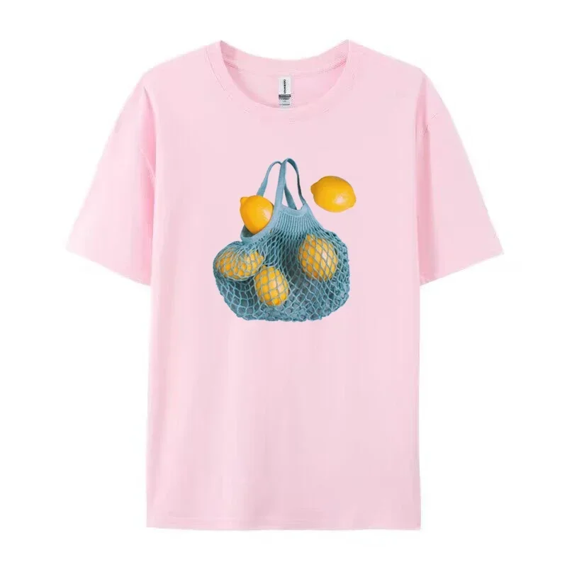 T-shirt estiva americana retrò Y2k limone Nuova donna carina Ins Abbigliamento da strada Personalità allentata Hip Hop Casual Top a mezza manica