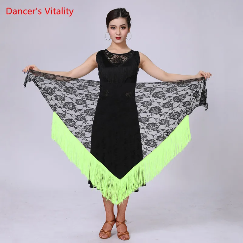 Bufanda de cadera para danza del vientre, falda triangular con borlas de encaje, cinturón de práctica para mujer adulta, ropa de rendimiento de competición profesional elegante