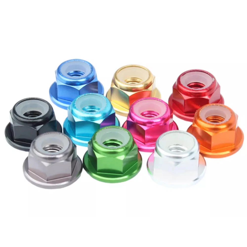 شفة النايلون إدراج الذاتي قفل قفل المكسرات موتور المسمار المكسرات سبائك الألومنيوم CW CCW ل RC FPV سباق الطائرة بدون طيار M2 M2.5 M3 M4 M5 M6 M8