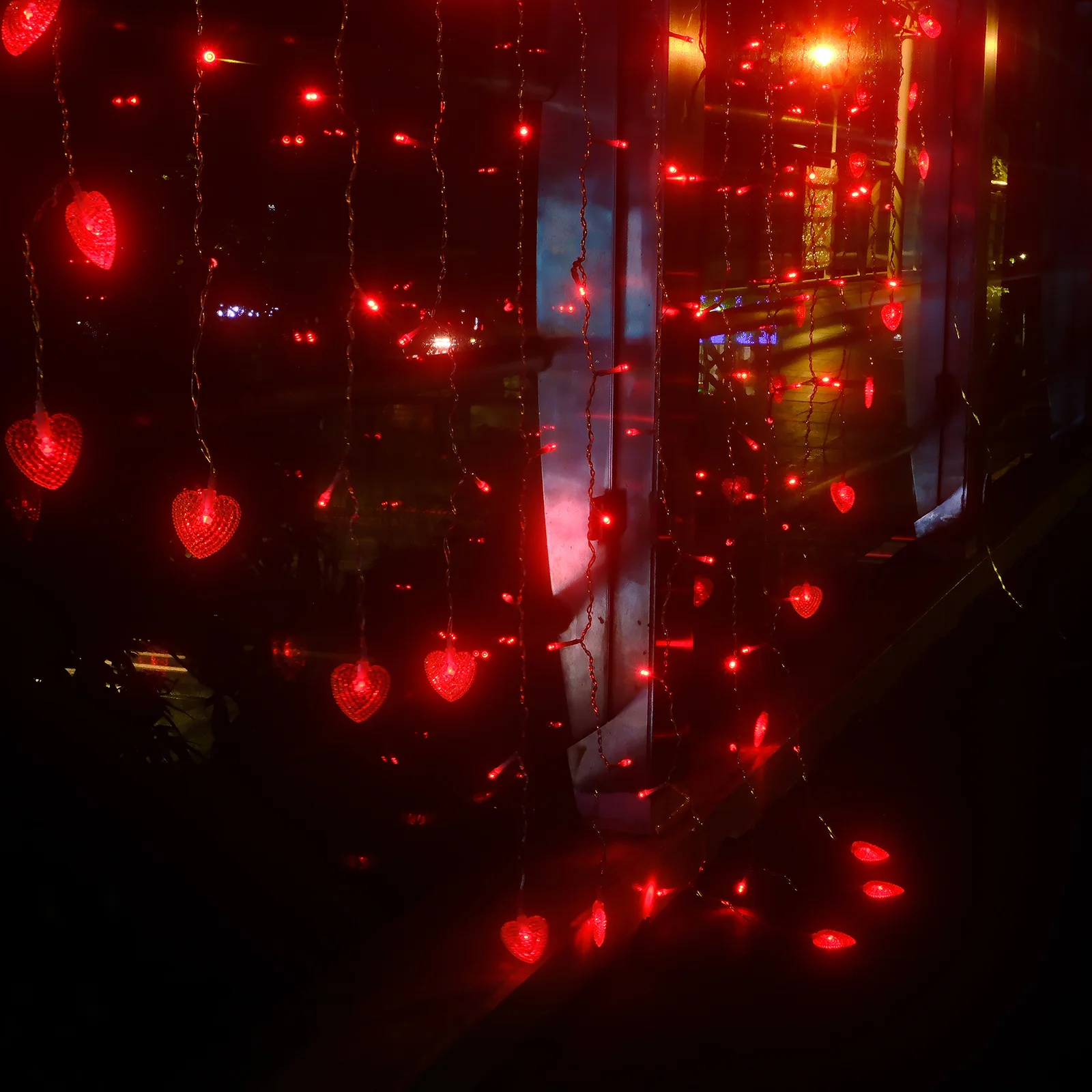 Heart Shape Curtain String Lights Led Wedding Party Decor Window Wall Garden Patio Valentine'S Day Romantic Atmosphere