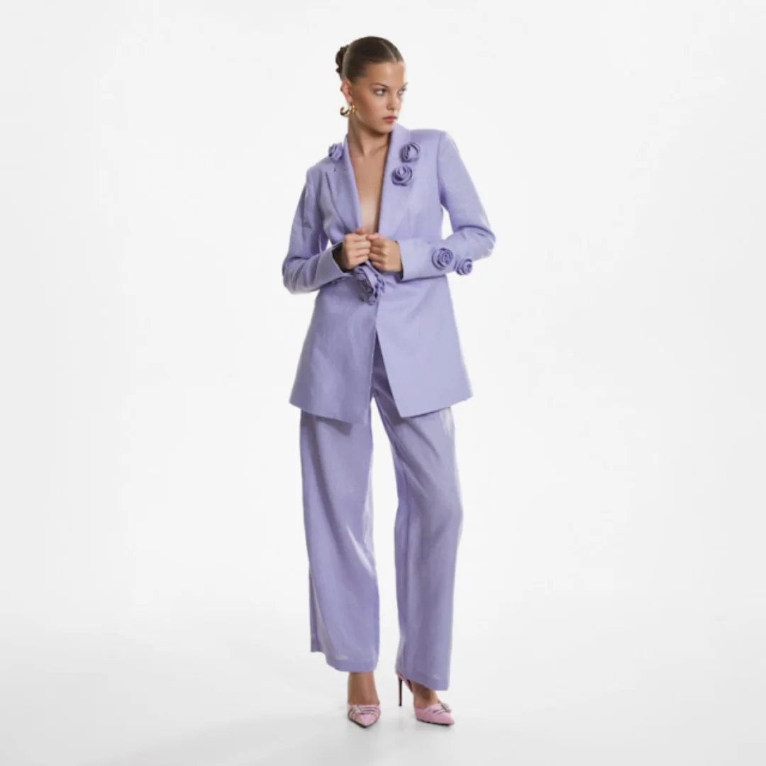 رائع ثلاثية الأبعاد الزهور أم العروس الدعاوى زر واحد سترة الحلل حجم كبير مكتب السيدات العمل مخصص 2 قطعة ارتداء