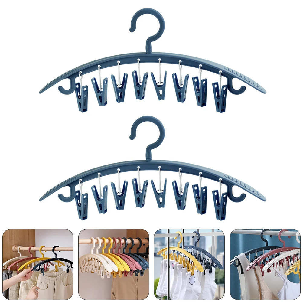 

2 Pcs Sock Clip Pant Drying Rack Racks Coat Hangers Socks Clothes Supply Hanging