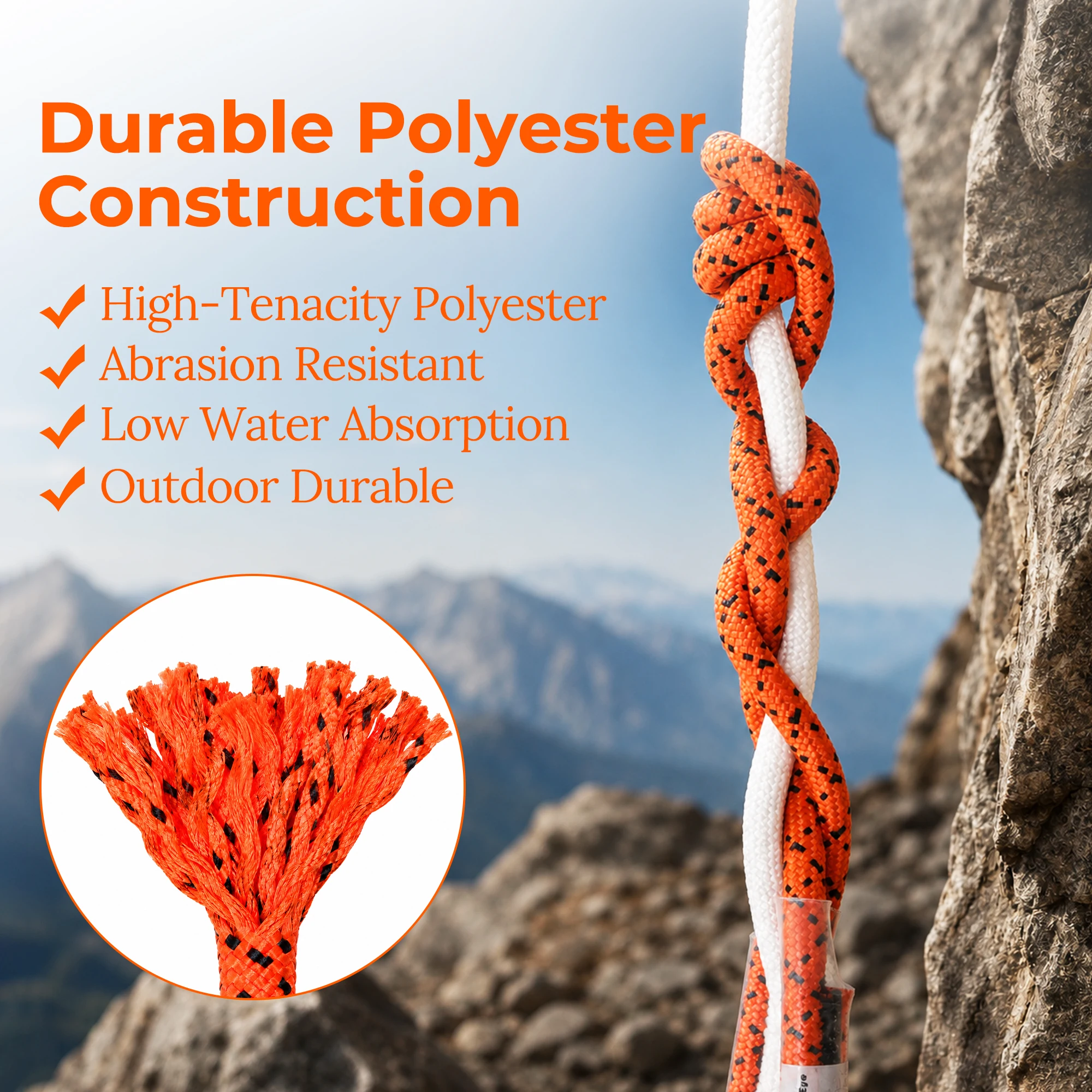 9KM Prusik Cord 1pcs 18-30inch Prusik Loop Pre-Swen for Climbing Hunting Arborist Rescue Mountaineering General Outdoor Use