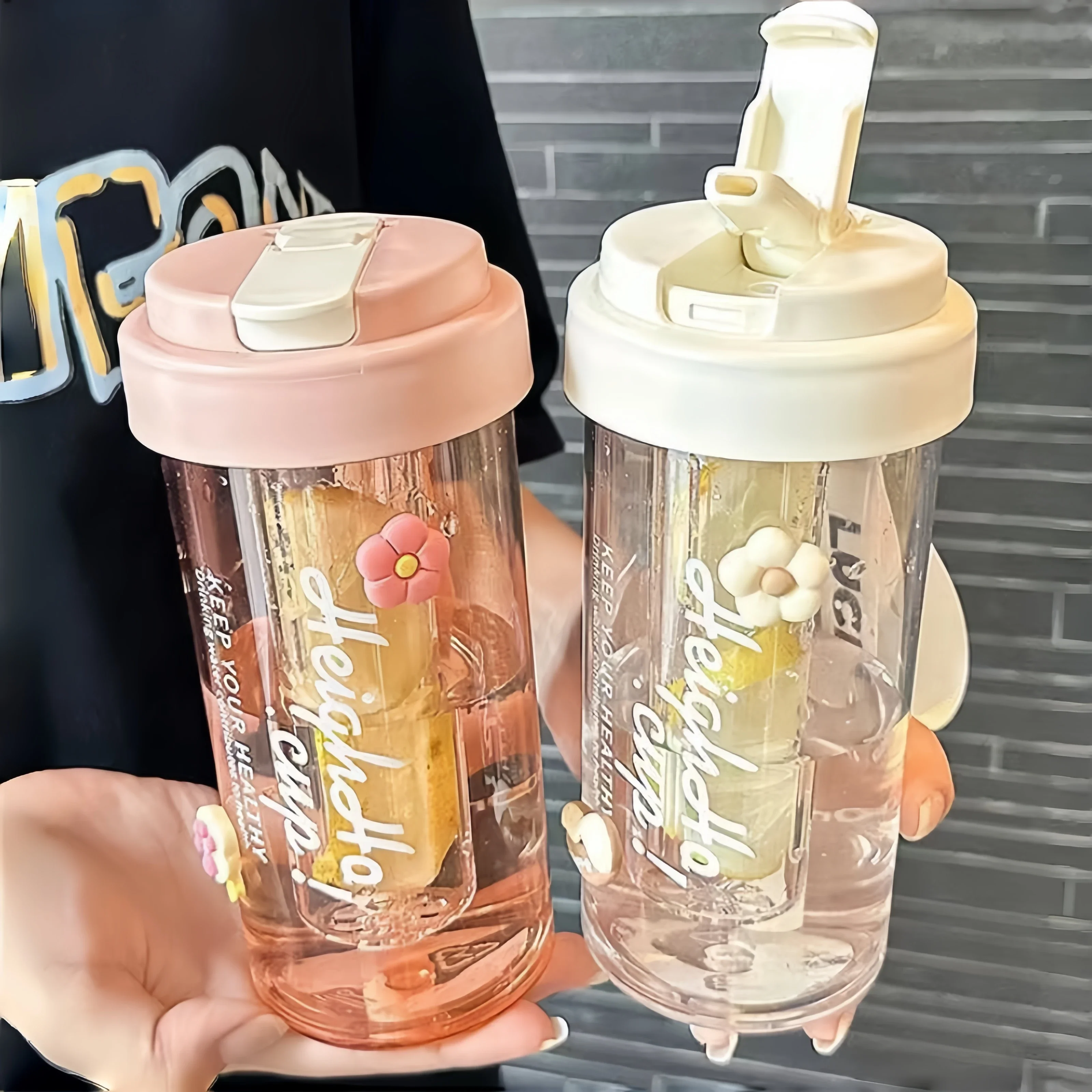 

600ml straw cup, tea separation, juice cup, camping water bottle, portable student fitness, home outdoor water bottle