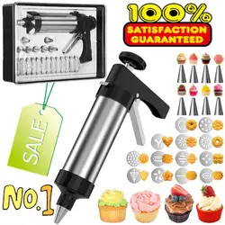 New Cookie Press Kit Gun Machine Cookie Making Cake Decoration 13 Press Molds 8 Pastry Piping Nozzles Cookie Tool Biscuit Maker