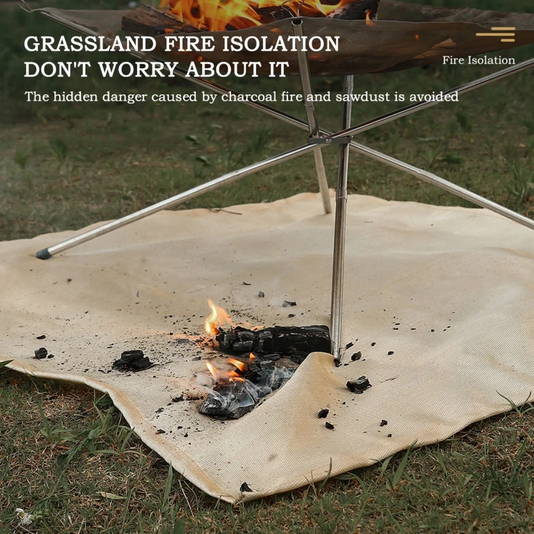 Fire Pit Mat Fireproof Camping Stove Grill Mat Blanket for Ground Patio Deck Lawn Campsite Fiberglass Ember Mat for BBQ Cooking