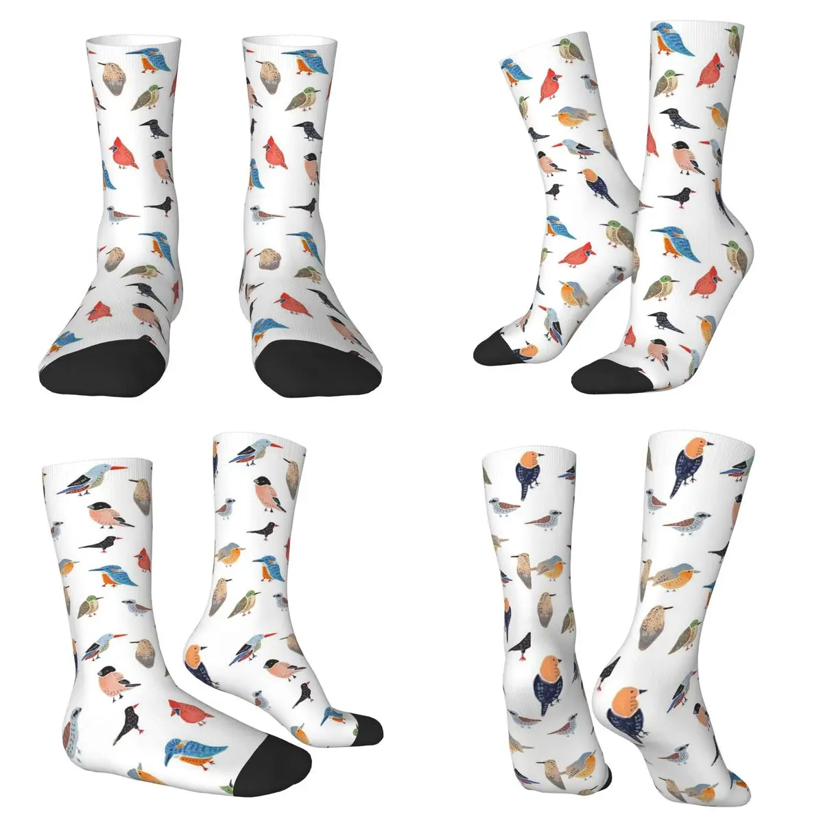 

Bird Illustration Pattern Socks Harajuku High Quality Stockings All Season Long Socks Accessories for Man's Woman's Christmas
