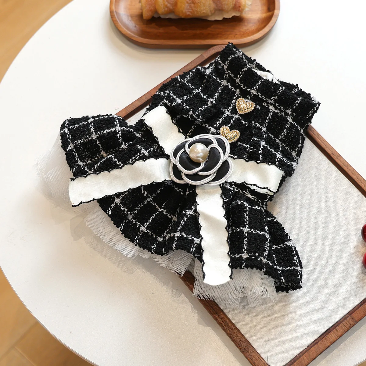 Luxuriöses Rosen-Hundekleid für den Winter, dickes Prinzessinnenkleid mit Schleife, Hochzeitskleid für kleine Haustiere, Katzenkostüm, Rock für Terrier, Yorkies, Mops – Detail 16