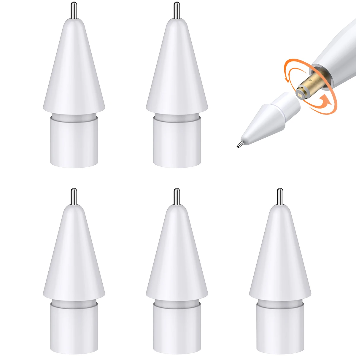 Upgraded Replacement Tips for Apple Pencil 1st/2nd Gen/Pro/USB-C, iPad Pencil Nibs, 5 Pack Pointed
