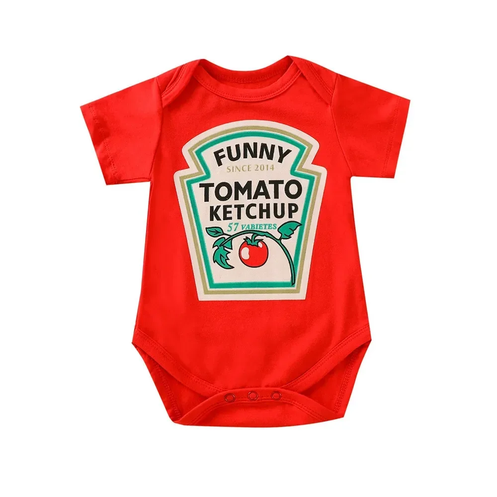 

Baby Bodysuit Girls Rompers Jumpsuit Twins Cute Summer Cotton Short Sleeve Red Tomato Triangle Climb Clothes Boy Outfits 3-24M