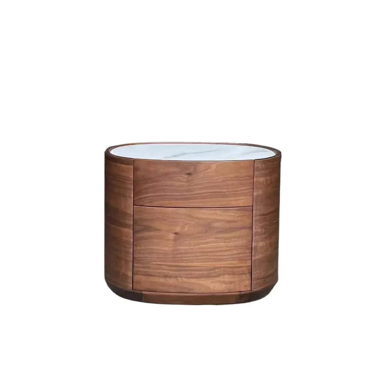 French retro design bedside table with tree knot leather surface ancient style solid wood bedside table