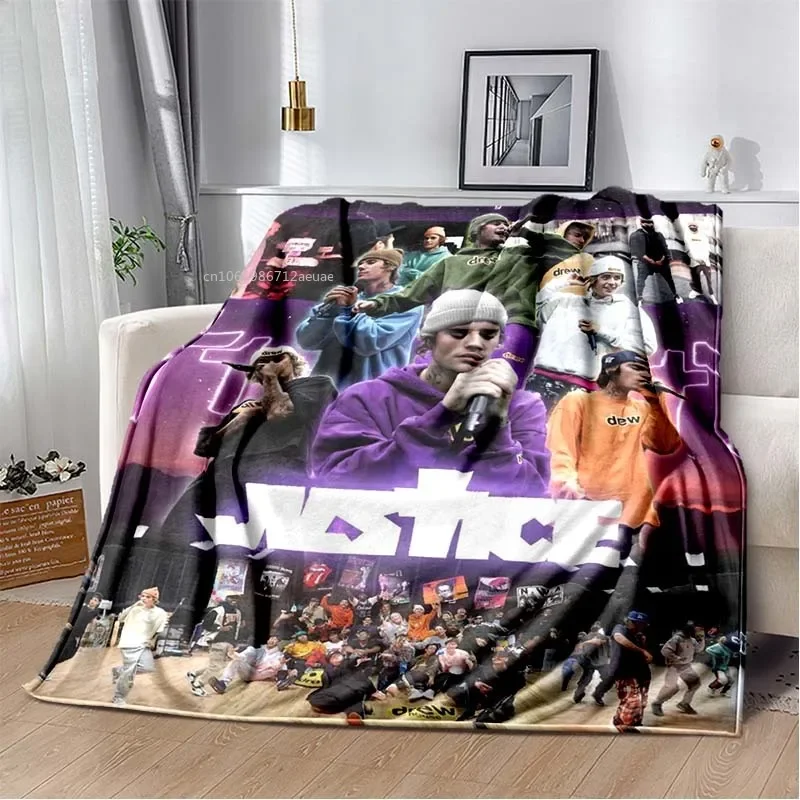 Justin Bieber Flannel Blanket Canadian Singer Fashion Print Blanket Studio Album Home Bedroom Sofa Gift Bed Office Picnic Cover