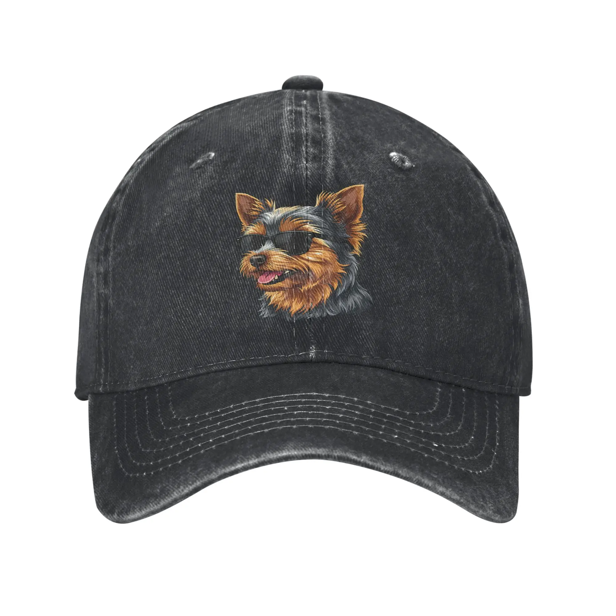 Funny Yorkshire Terrier Lover Dog Unisex Baseball Caps  Distressed Denim Caps Hat Outdoor All Seasons Travel Adjustable Sun Cap