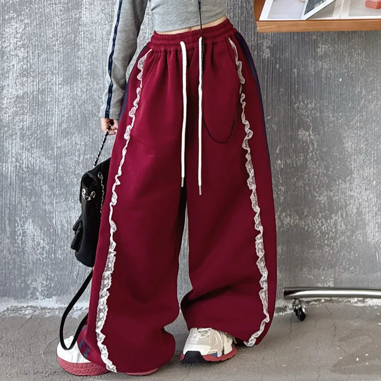 Spring And Autumn New Girl\'s Retro Army Green Cargo Pants High Waist Showing Thin Loose Sports Casual Wide Leg Trousers 6-14 Y