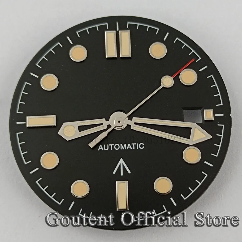 Goutent 31mm Sterile Black/Blue Watch Dial With Hands Fit NH35 NH36 ETA2824 Pt5000 2836 Miyota 8215 821A DG2813/3804 Movement