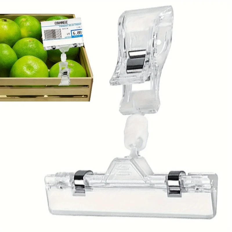 Clear Plastic Price Tag Holders for Retail Display - Durable Office & Supermarket Use, Strong Grip Clips for Advertising