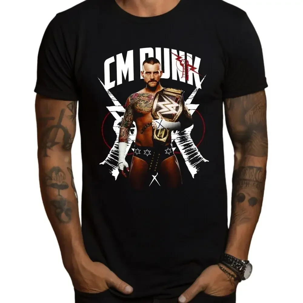 CM Punk Wrestling T-Shirt Black  WWE