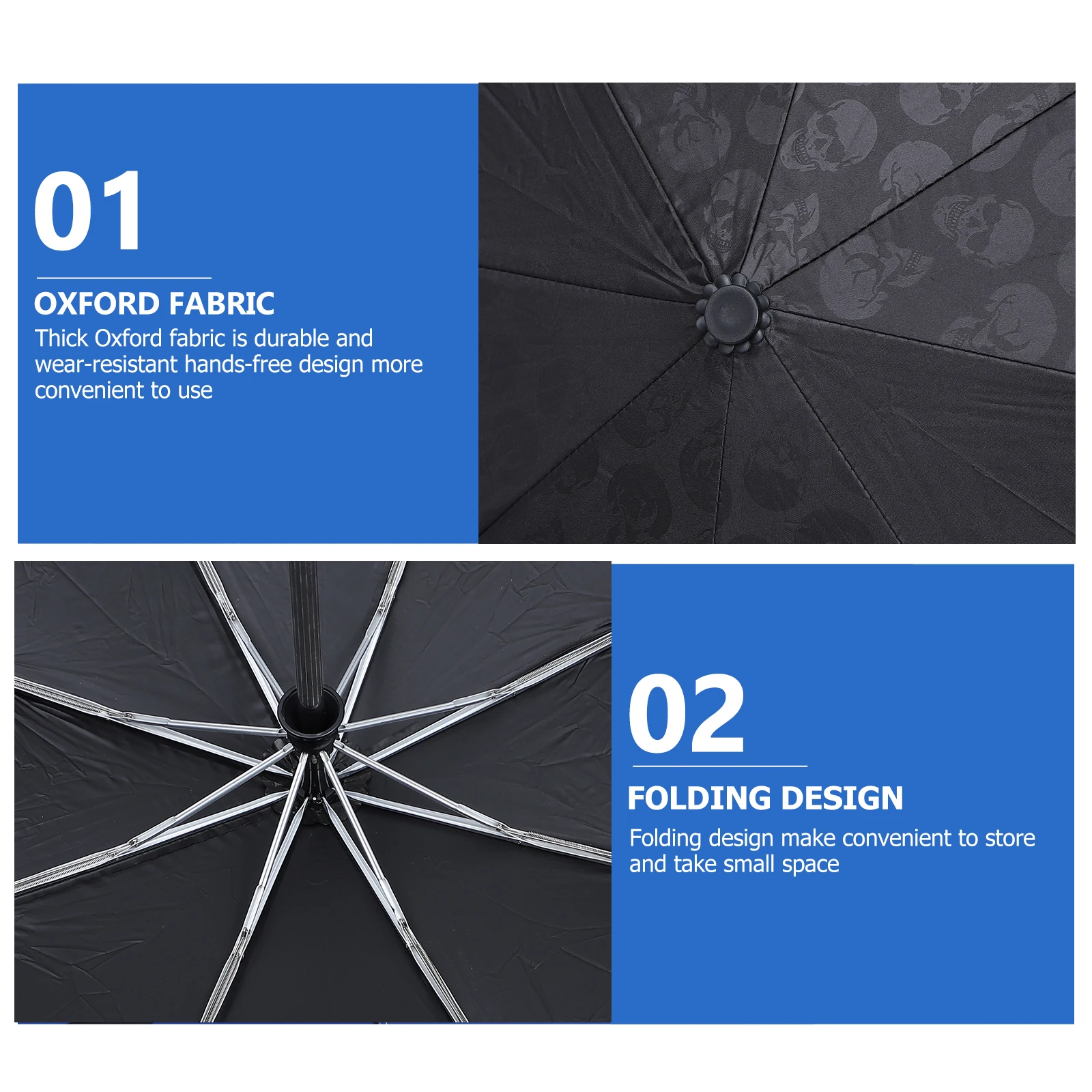 

Foldable Travel Umbrella Lightweight Portable Mini Skull Sun Rain Protection UV Aluminum Handle Compact Parasol