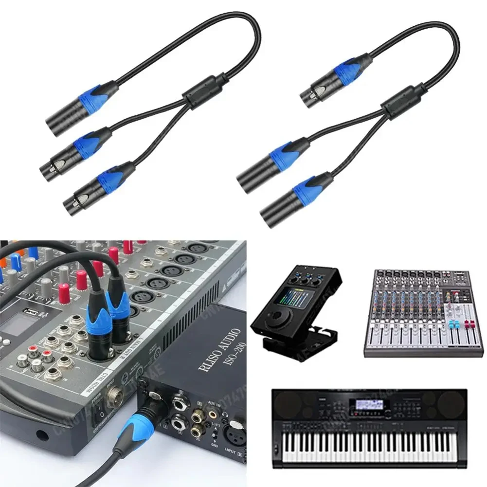 A14G 50cm XLR Splitter Cable 1 XLR Female to 2 XLR Male XLR Y Splitter Cable Microphone Splitter Cord for Amplifier Mixer MFF