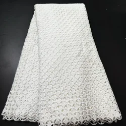 latest White African lace fabric 2023 high quality guipure lace fabric French Cord lace fabric for wedding party dress LJFT2306
