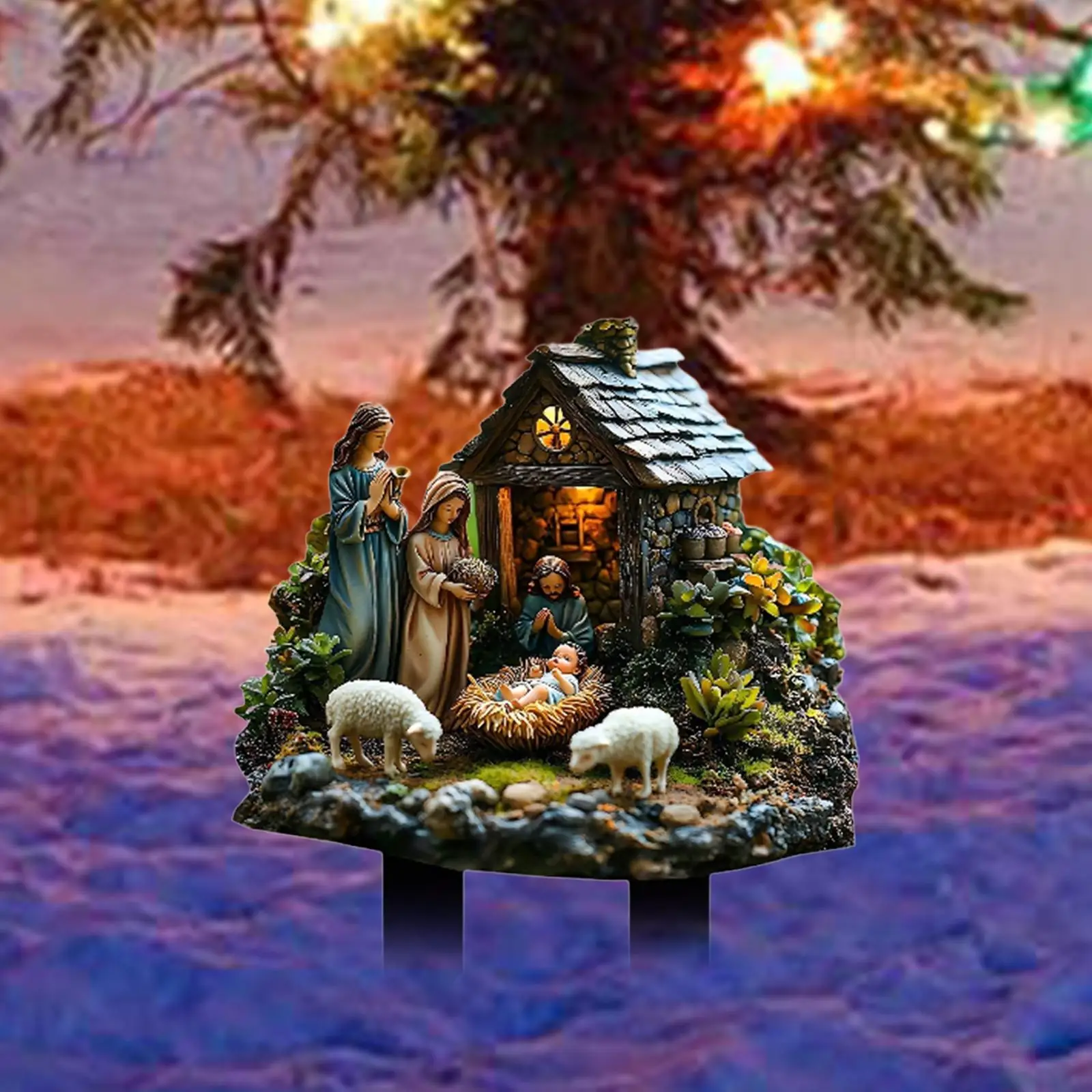 Outdoor Holy Family Nativity Scene Christmas Decoration Xmas Decor Stakes Courtyard Party Supplies Creative Acrylic Ornament