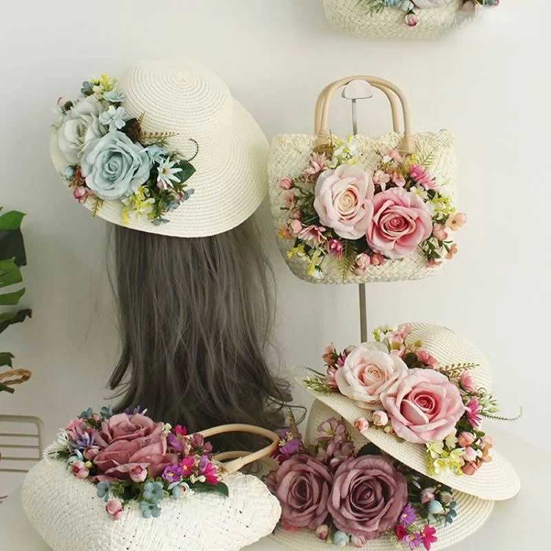 Bridal Headpiece Sunscreen Cap Wedding Hats Artfical Flowers Decorations Marriage Wedding Accessories