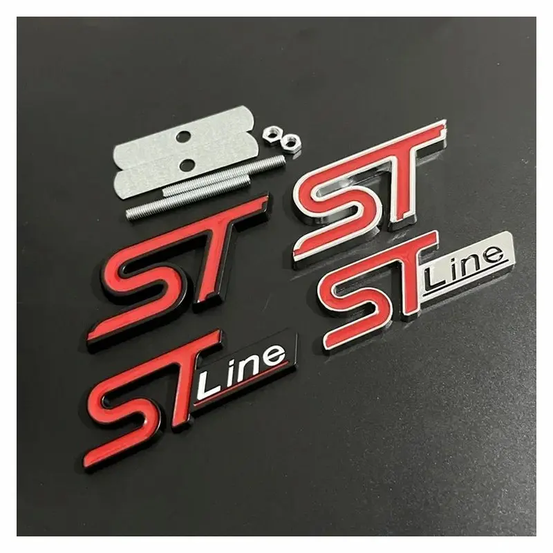 Car Sticker 3D Metal ST Line Front Grille Emblem Rear Trunk Badge For Edge Puma Kuga Mondeo Fiesta Ecosport Focus STLINE Sticker
