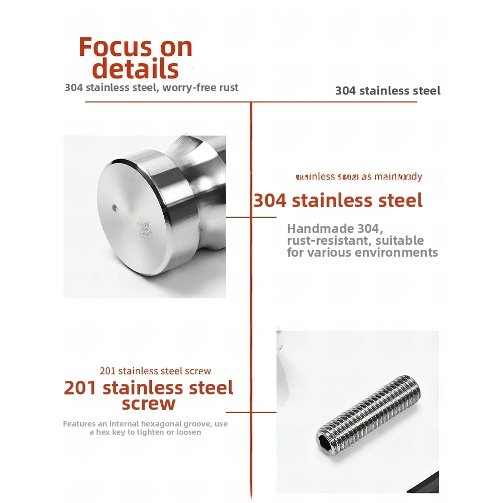 

Регулируемая ручка из нержавеющей стали для ванной комнаты, раздвижные стеклянные душевые двери, фурнитура для ванной комнаты, аксессуары