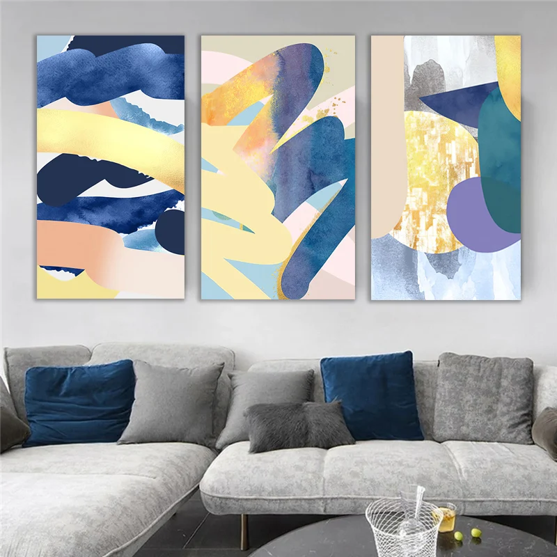 Abstract Bright Color Oil Painting on Canvas - Home Decor Fabric Poster Giclee Print Modular Art Free Shipping