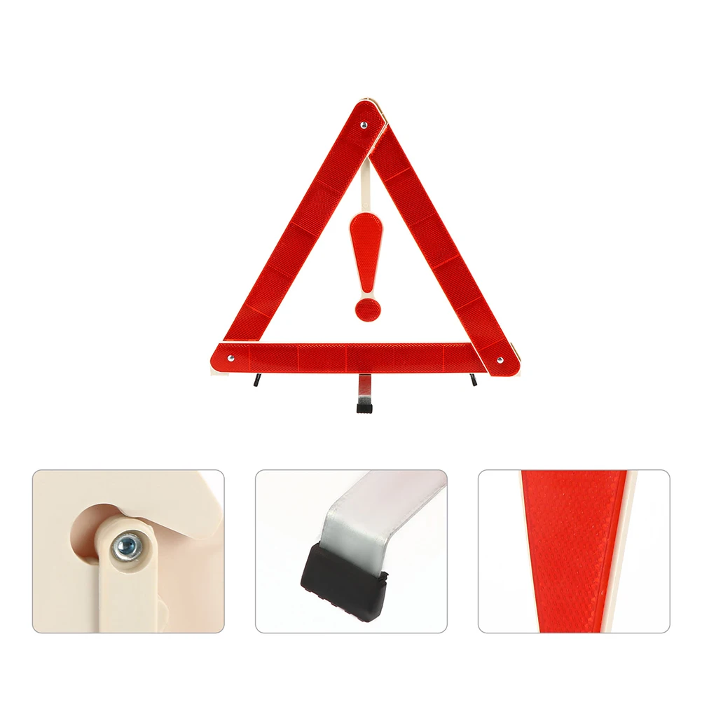 Triangle Warning Sign Reflective Plastic Stickers Emergency Kit Foldable Car Safety Signs Vehicle Triangle Road Warning
