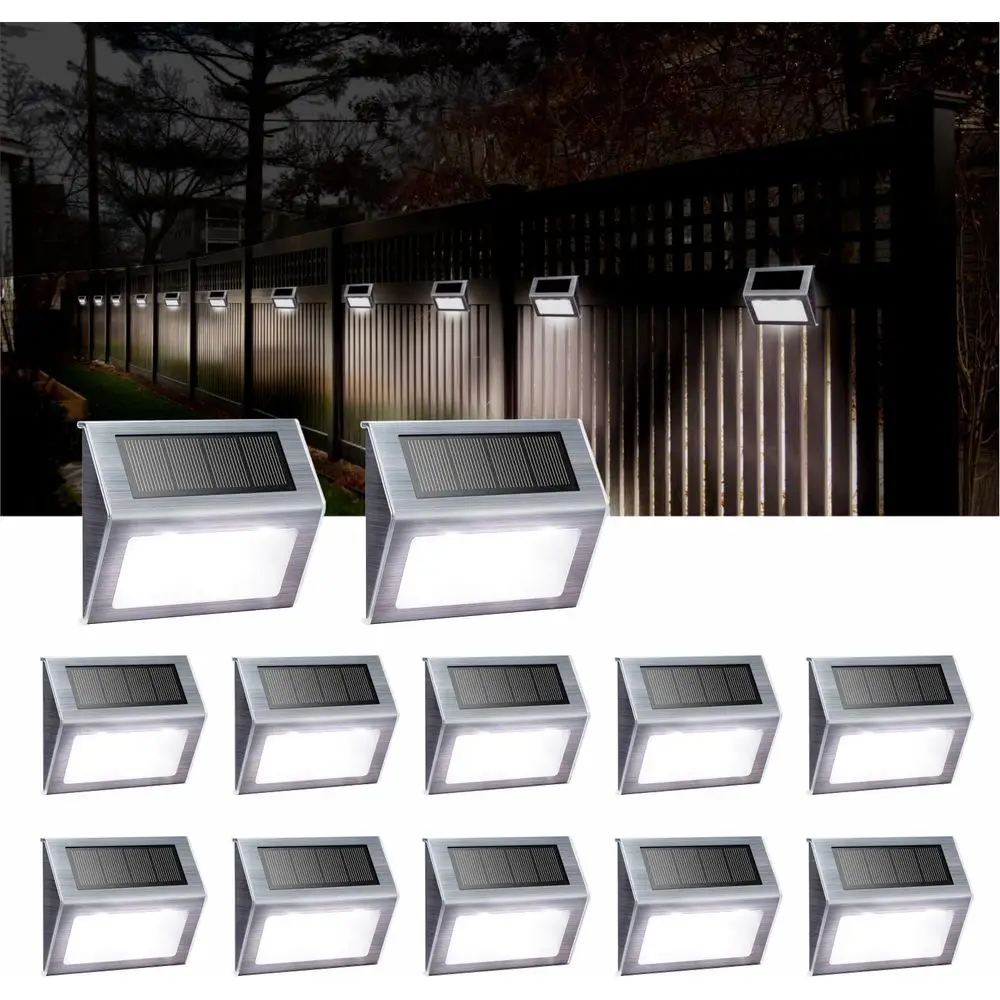 

r Powered Lights or Deck Steps Stairs ences way , LED lamp, Outdoor Waterproo, White Light 12 Pack