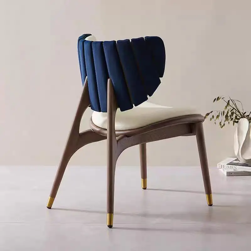 xx-Light Luxury Dining Chairs Leather High Quality Backrest Solid Wood Frame Home Apartment Restaurant Dining Chairs*