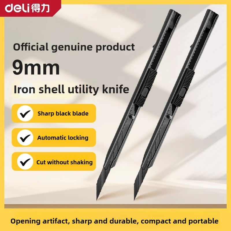 

Deli Snap-off Utility Knife Mini Retractable Box Cutters 9mm High Carbon Steel Blades Auto Lock Office Home Use Hand Tool